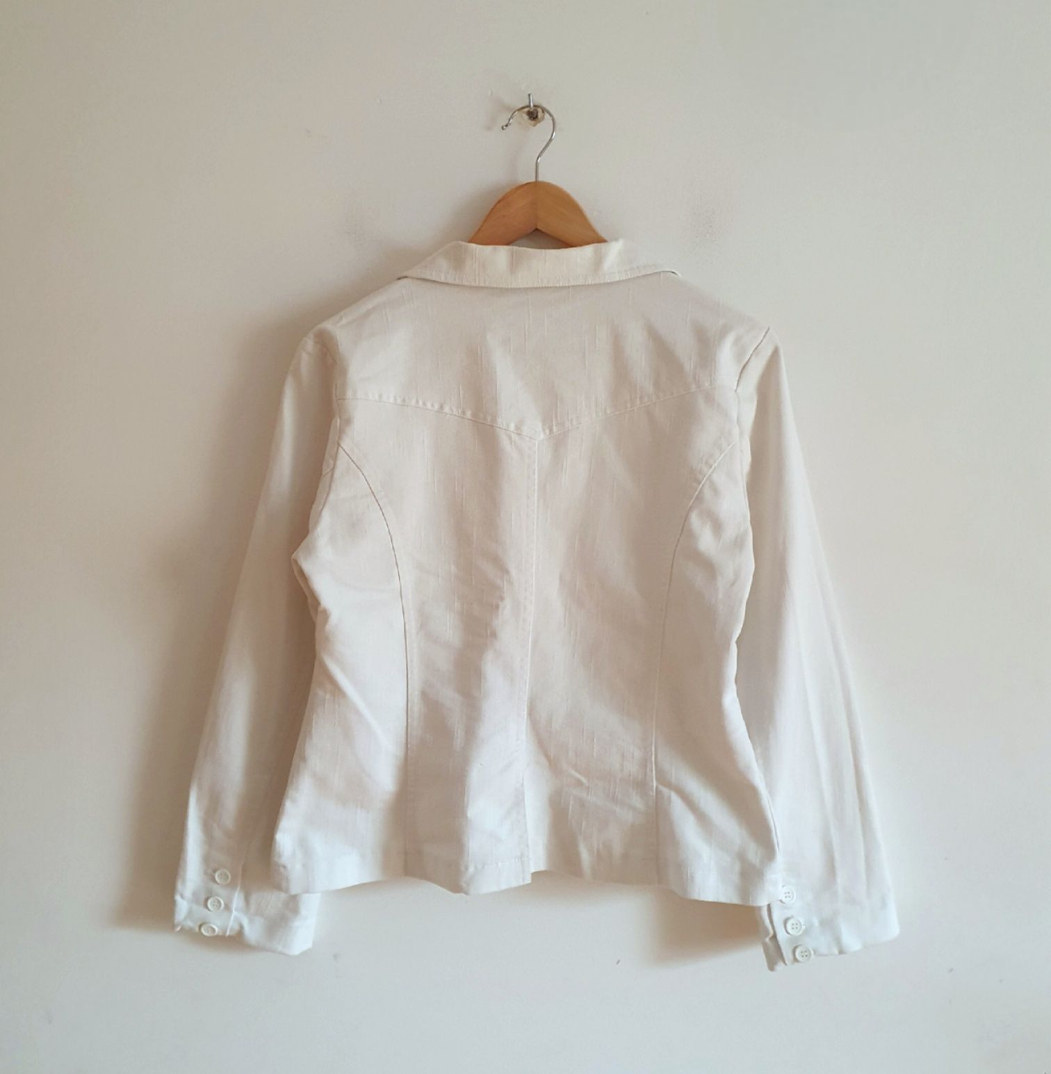 Biały, bawełniany żakiet baweła cotton Refree M/L