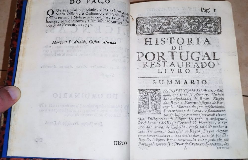 MENEZES. (Dom Luiz de) HISTORIA DE PORTUGAL RESTAURADO, obra de 1751-5