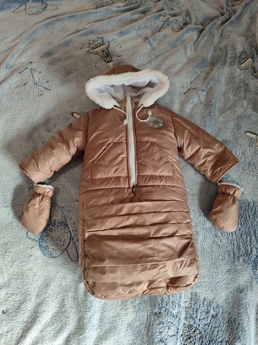 Теплий зимовий комбінезон-трансформер на овчині від 0 до 1.5 роки