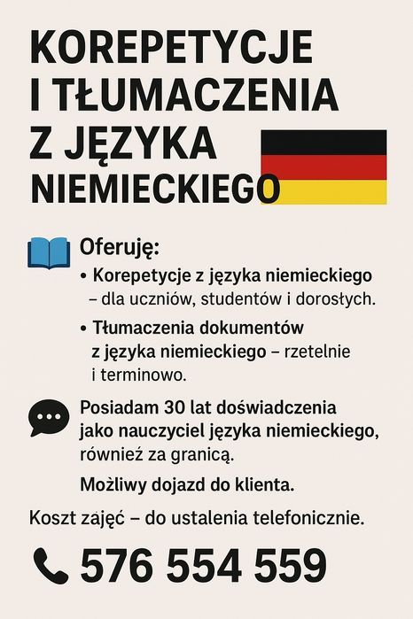 Korepetycje oraz usługi tłumaczenia z języka niemieckiego