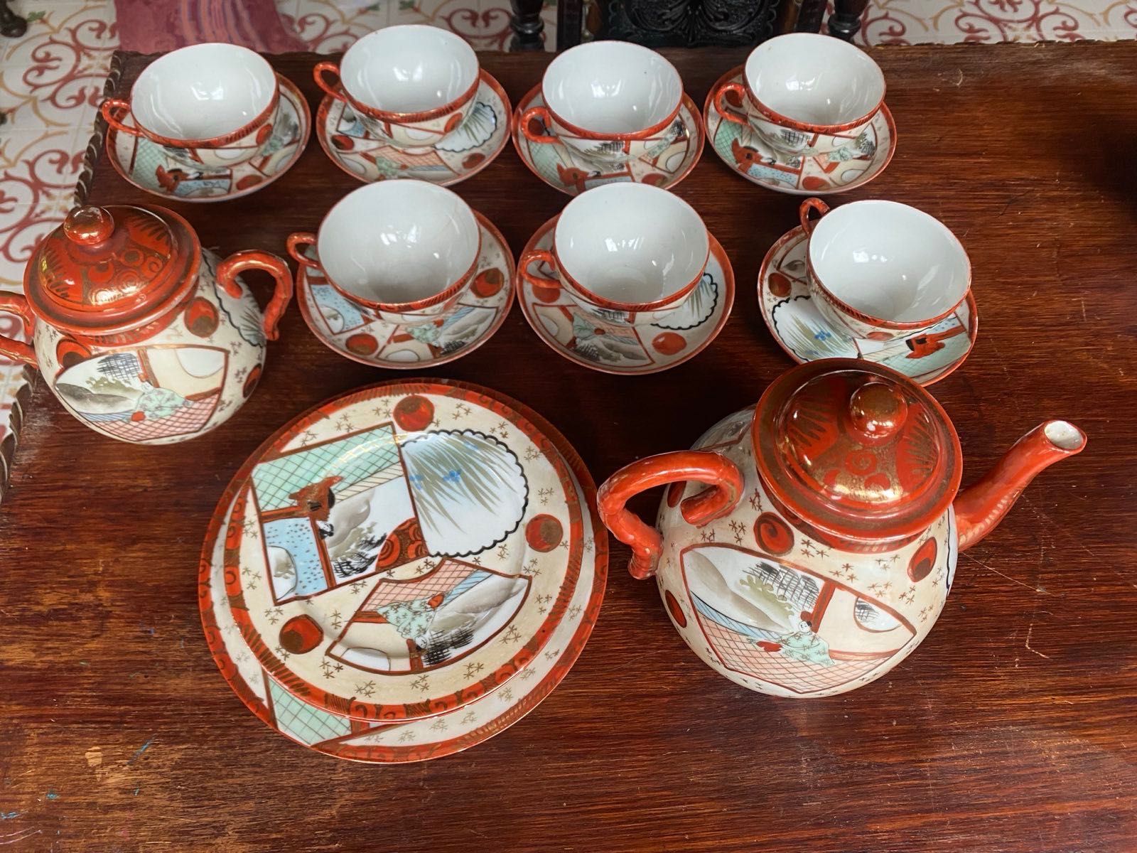 Serviço de chá em porcelana estilo japonês