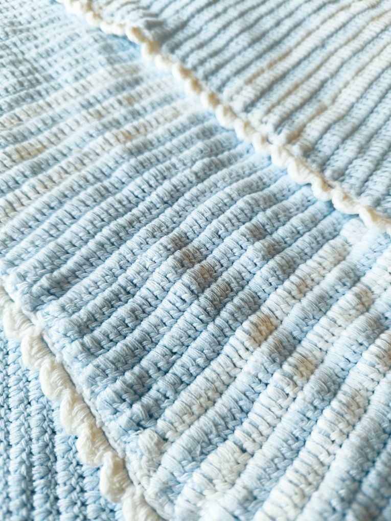 Kocyk bawełniany na drutach hand made 55x70
