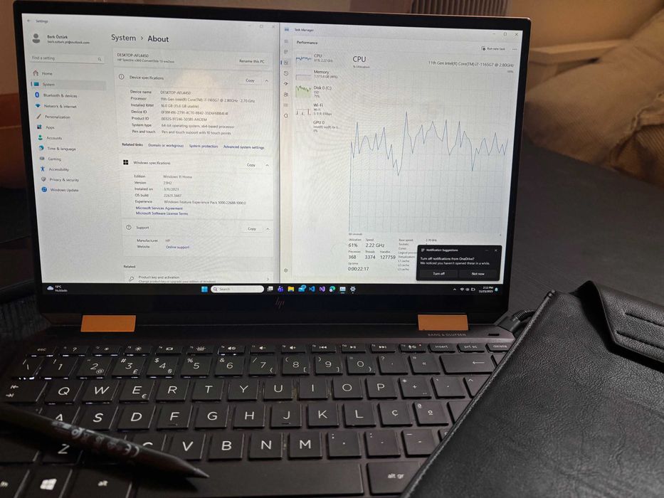 HP Spectre x360 13-aw2xxx i7 1165G7 16GB 1TB SSD Conversivel Pen