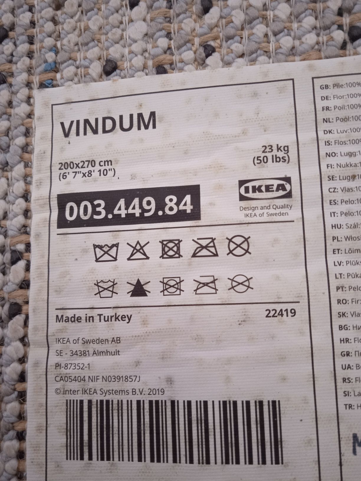 Tapete / Carpete Vindum IKEA 200 X 270