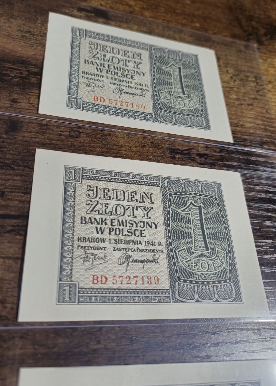 Banknot 1 zł 1941 seria BD, stan UNC