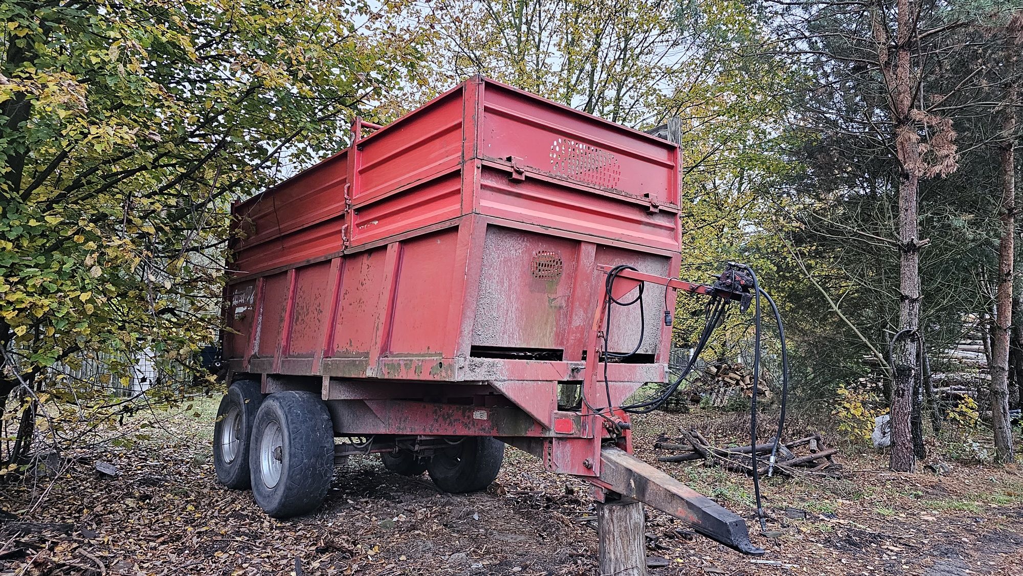 Przyczepa objętościowa do kukurydzy, rozrzutnik jeantil