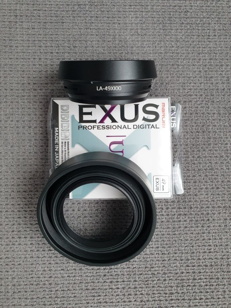 Marumi Exus UV 49mm. Adapter, osłona przeciwsłoneczna.