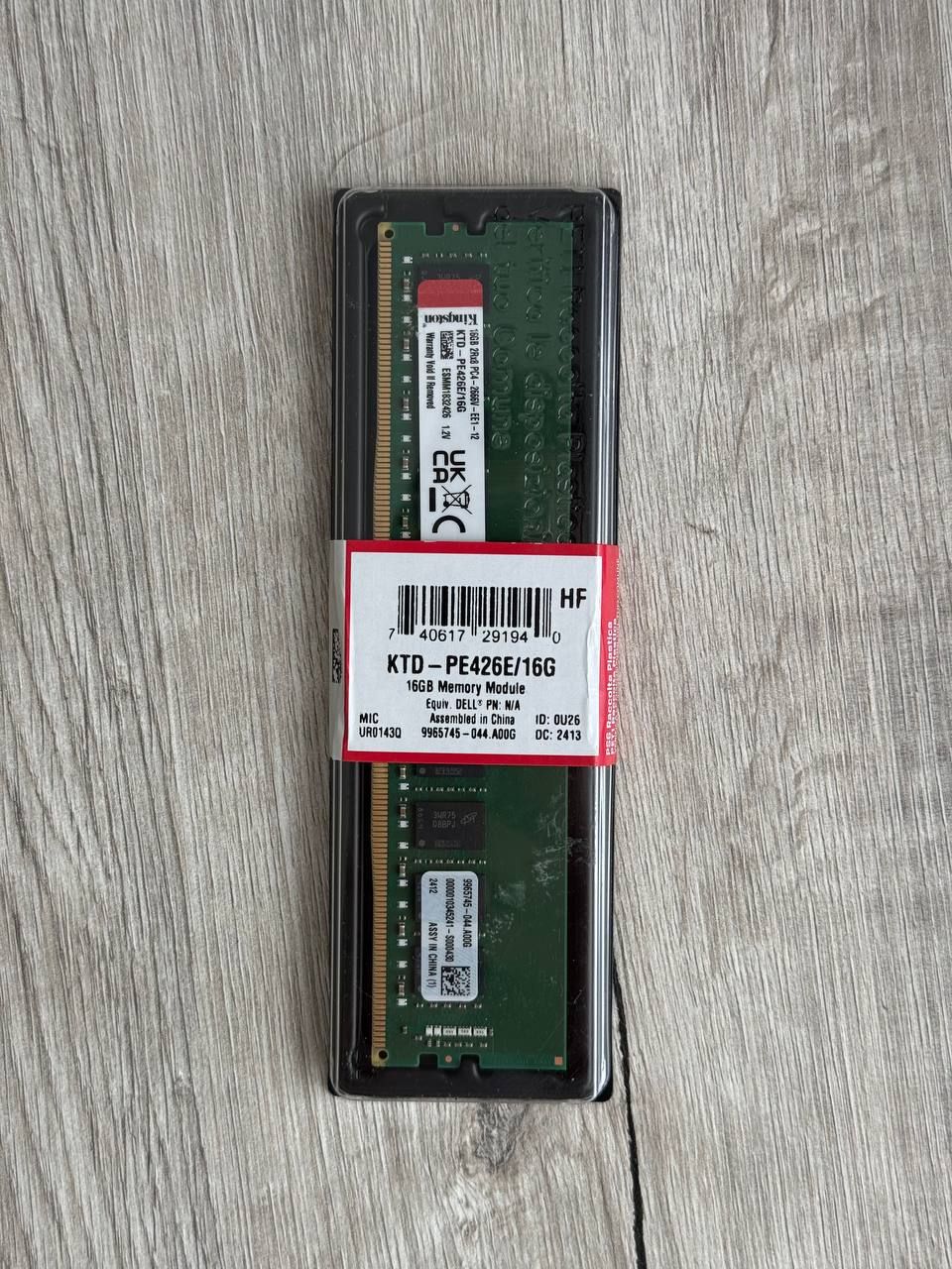 Оперативна памʼять Kingston DDR4 ECC Registered DIMM 16GB 2666 Mz CL19