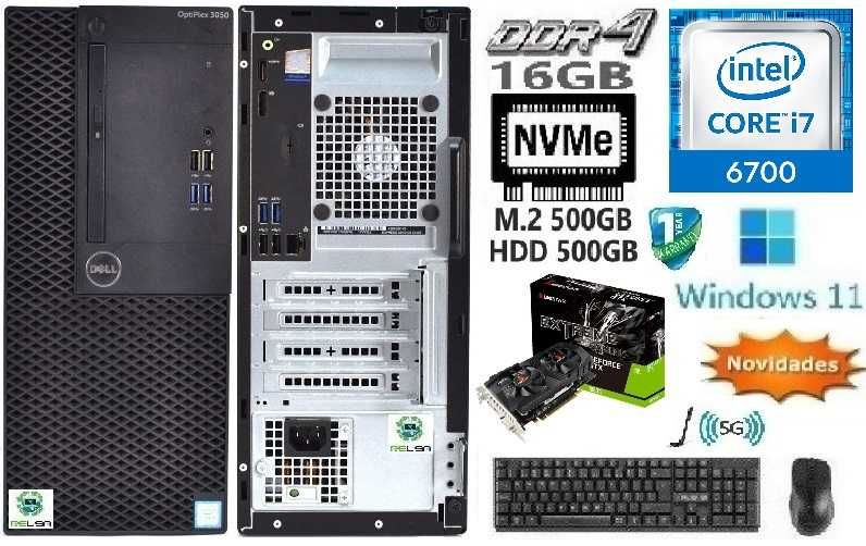 Pç/Torre Gamer 6ªG|I7-3.4G|16G|NVMe512+HDD500|GTX1050TI-4G|5G+BT|W11