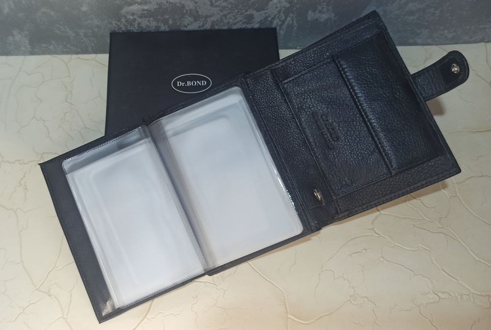 Мужской кожаный кошелек DR.BOND  портмоне чоловічий шкіряний гаманець