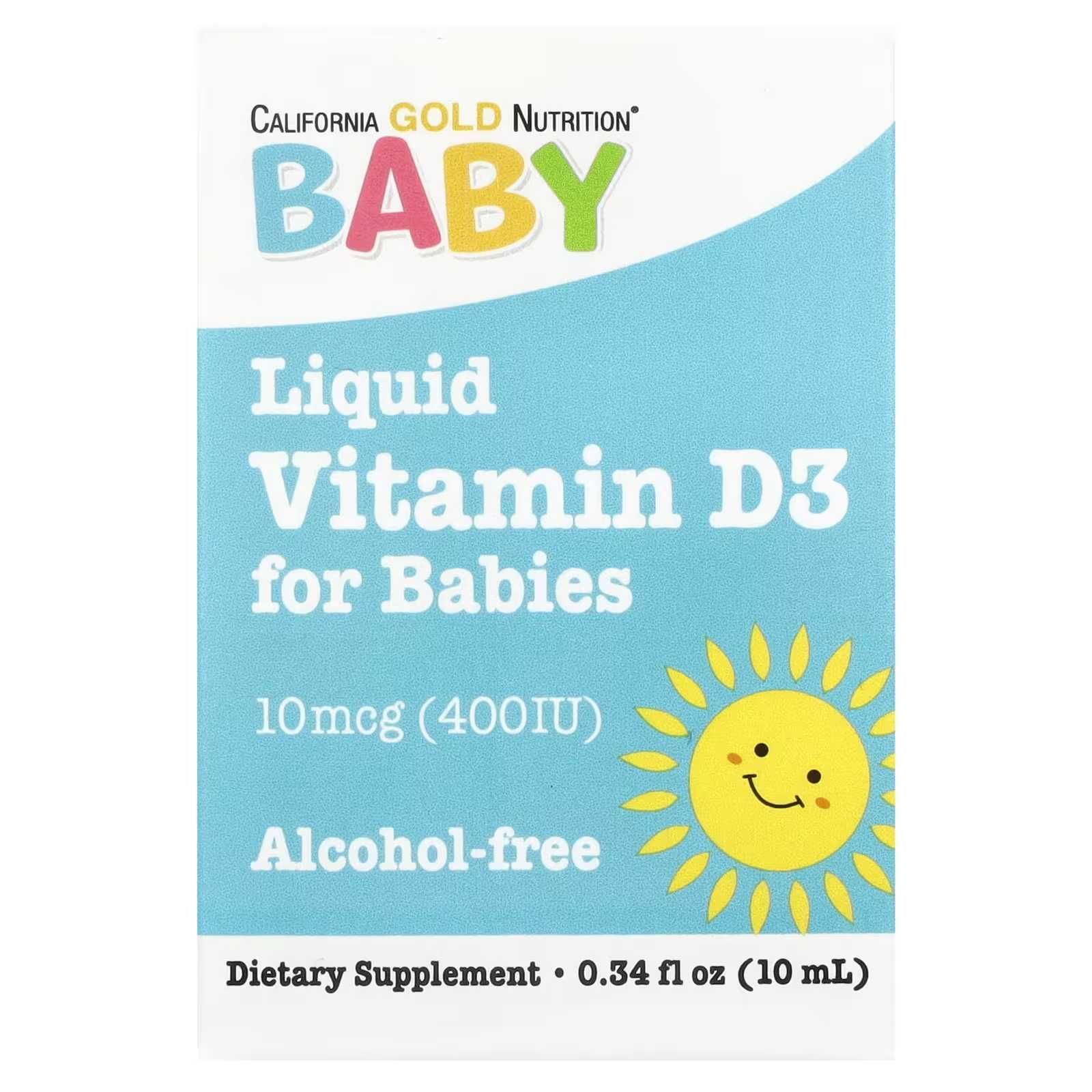 Витамин D3 400 IU 10 мл для детей д3 California Gold Nutrition iherb