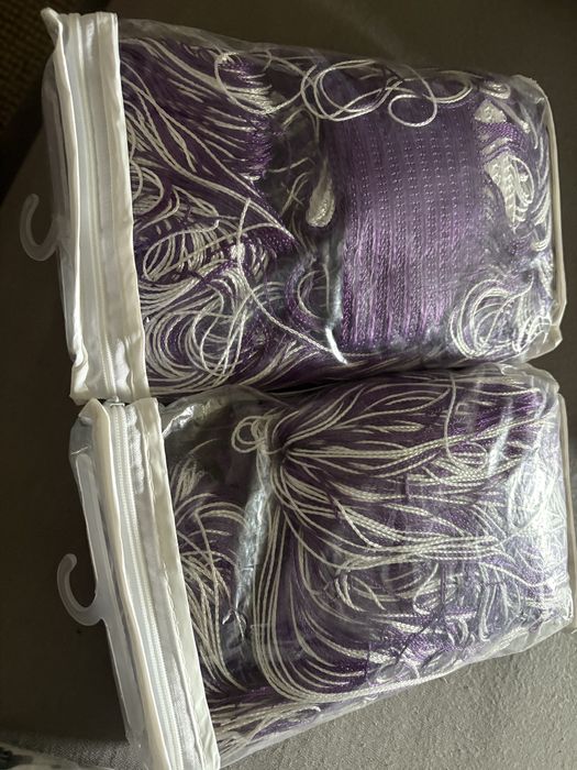Firanki makarony fiolet z białym 100x200