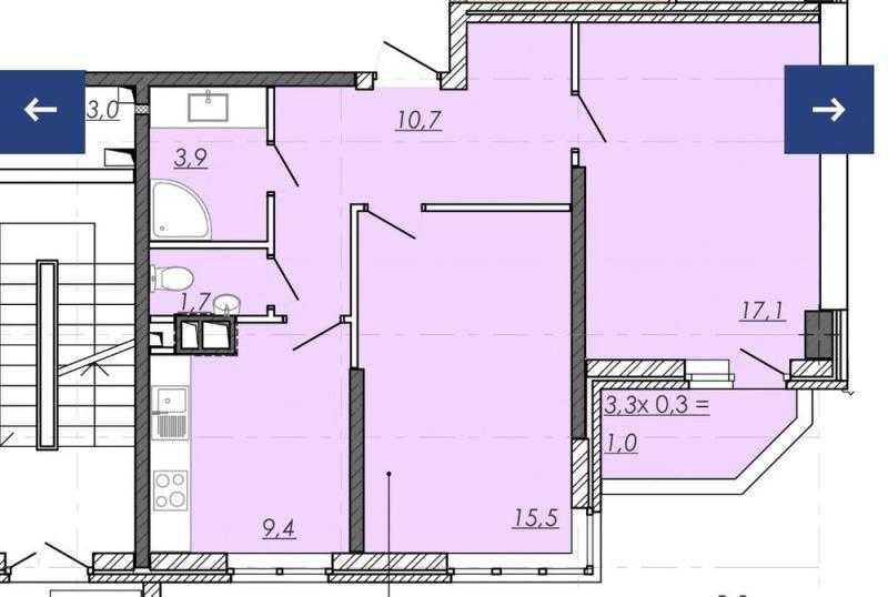 Продаж 2-кімнатної квартири в ЖК "Реал-Парк"