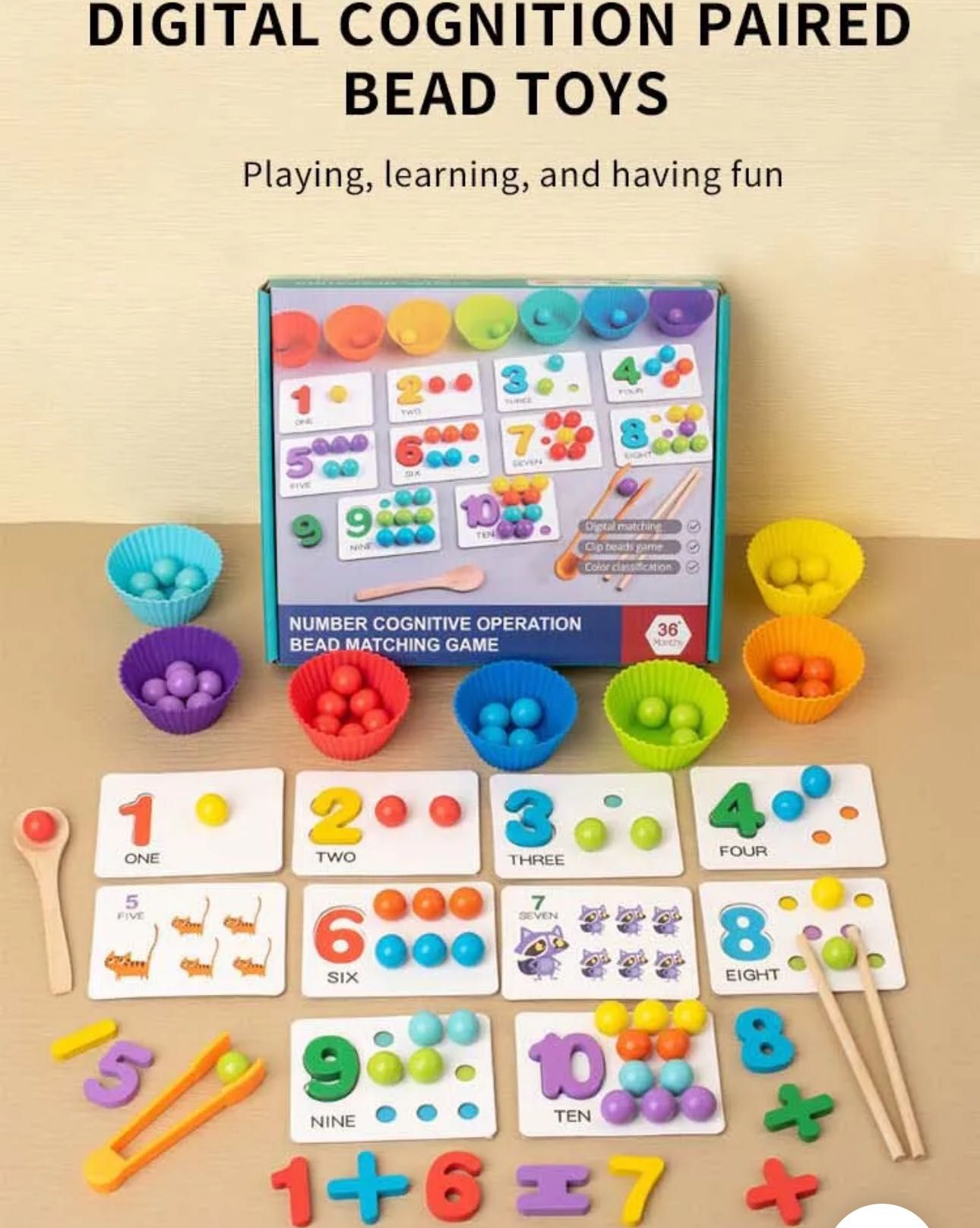 Montessori Mathematics Props Baby Digital Cognitive Pairing Puzzle