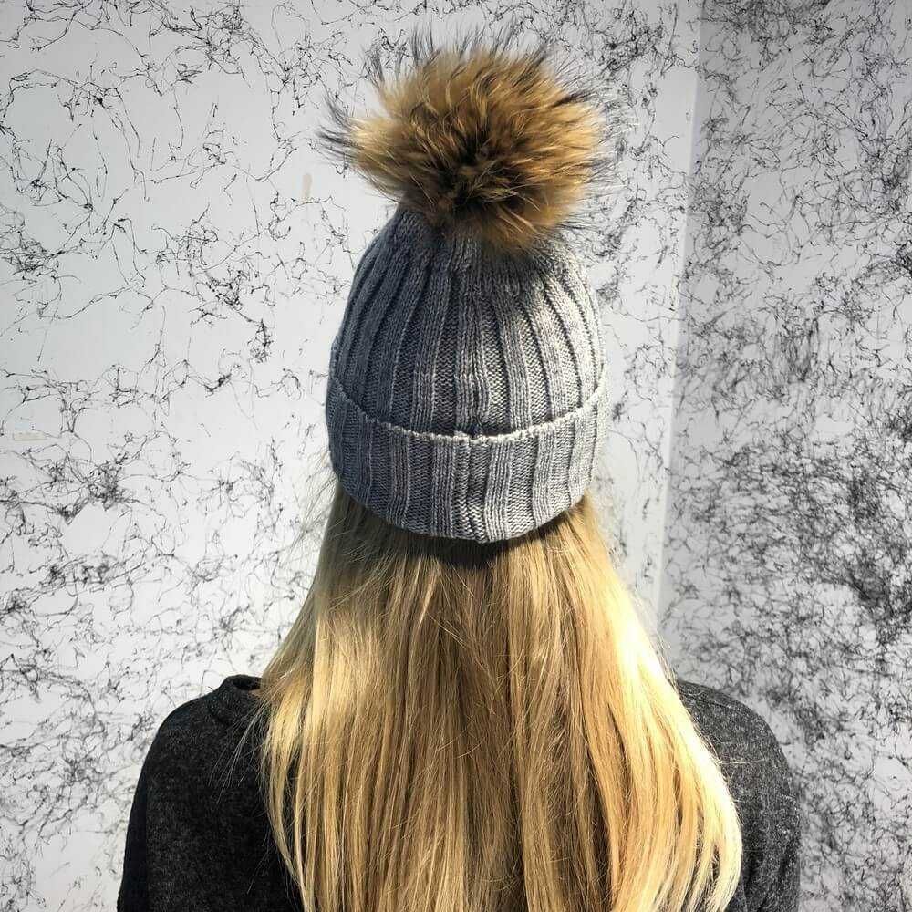 Шапка Moncler Winter Hat Knitted Pompon Gray