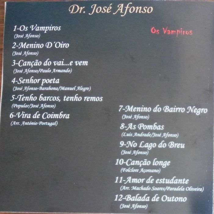José Afonso	- - - - -		Os Vampiros	- - - - -	CD