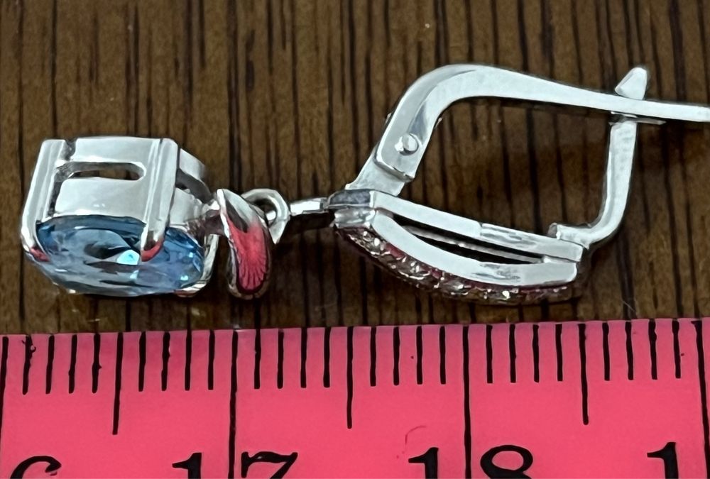 Золотые серьги с бриллиантами и топазами, Кюз