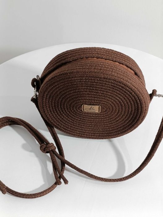 Torebka Damska ze Sznurka Bawełnianego Wera Rękodzieło Brąz