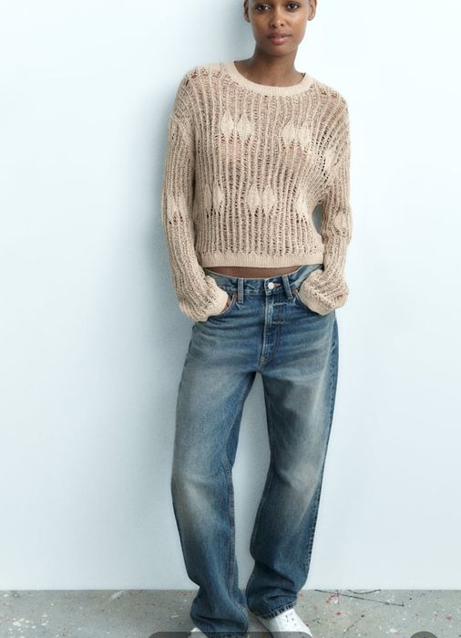 Zara letni ażurowy sweterek m nowy bez metki