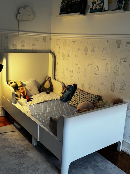 Cama extensível de criança - branca - 80x200cm (com colchao)