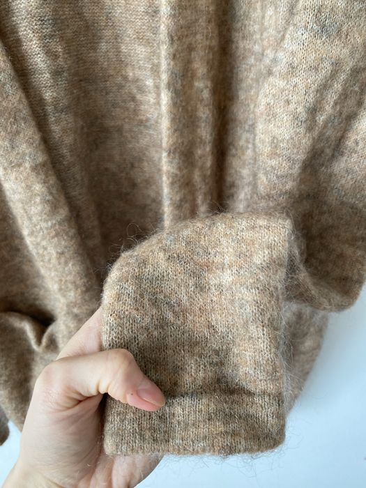 H&M camelowy kardigan puszystu sweter moher wełna