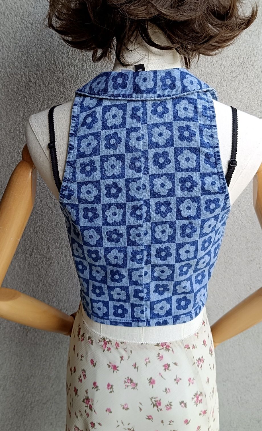 H&M kamizelka top denim jeansowa S M biust 39-44x2 vintage na lata 60
