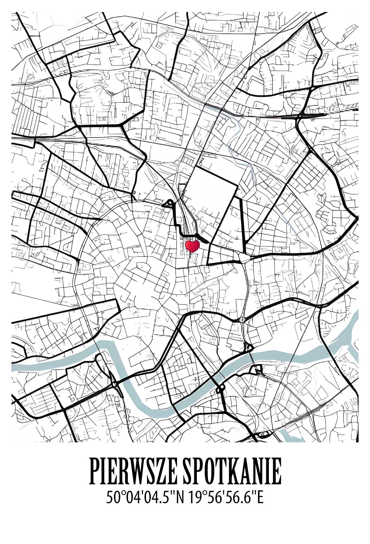 Prezent, obrazek pierwsze spotkanie mapa w ramce