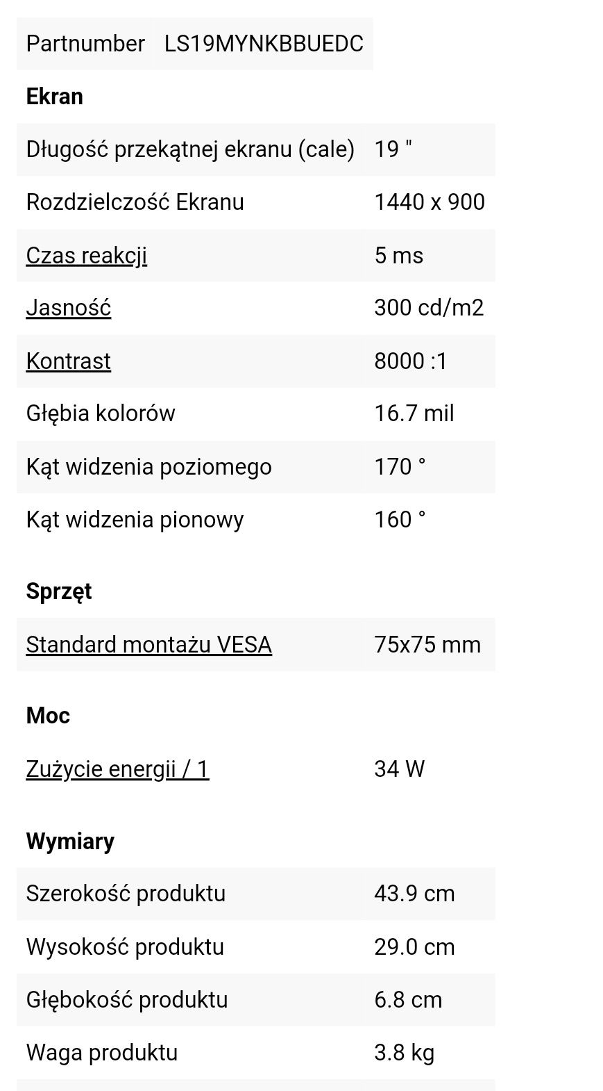 Monitor Samsung SyncMaster 943NW