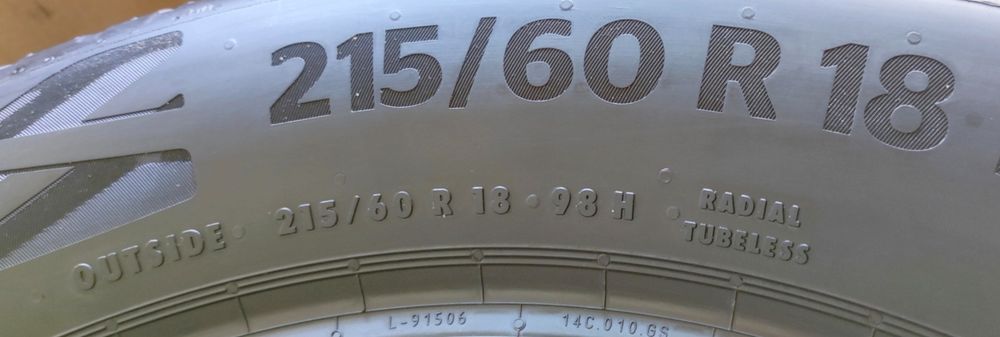 1x 215/60R18 Continental EcoContact 6Q A/B/71dB 3 lata gwar.