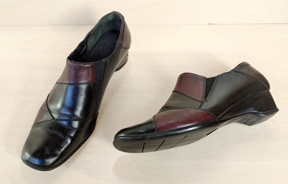 Кожаные полуботинки слипоны туфли на танкетке 39 40 комфорт в школу