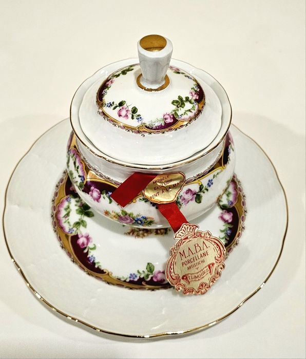 Pote e prato de porcelana Limoges MABA