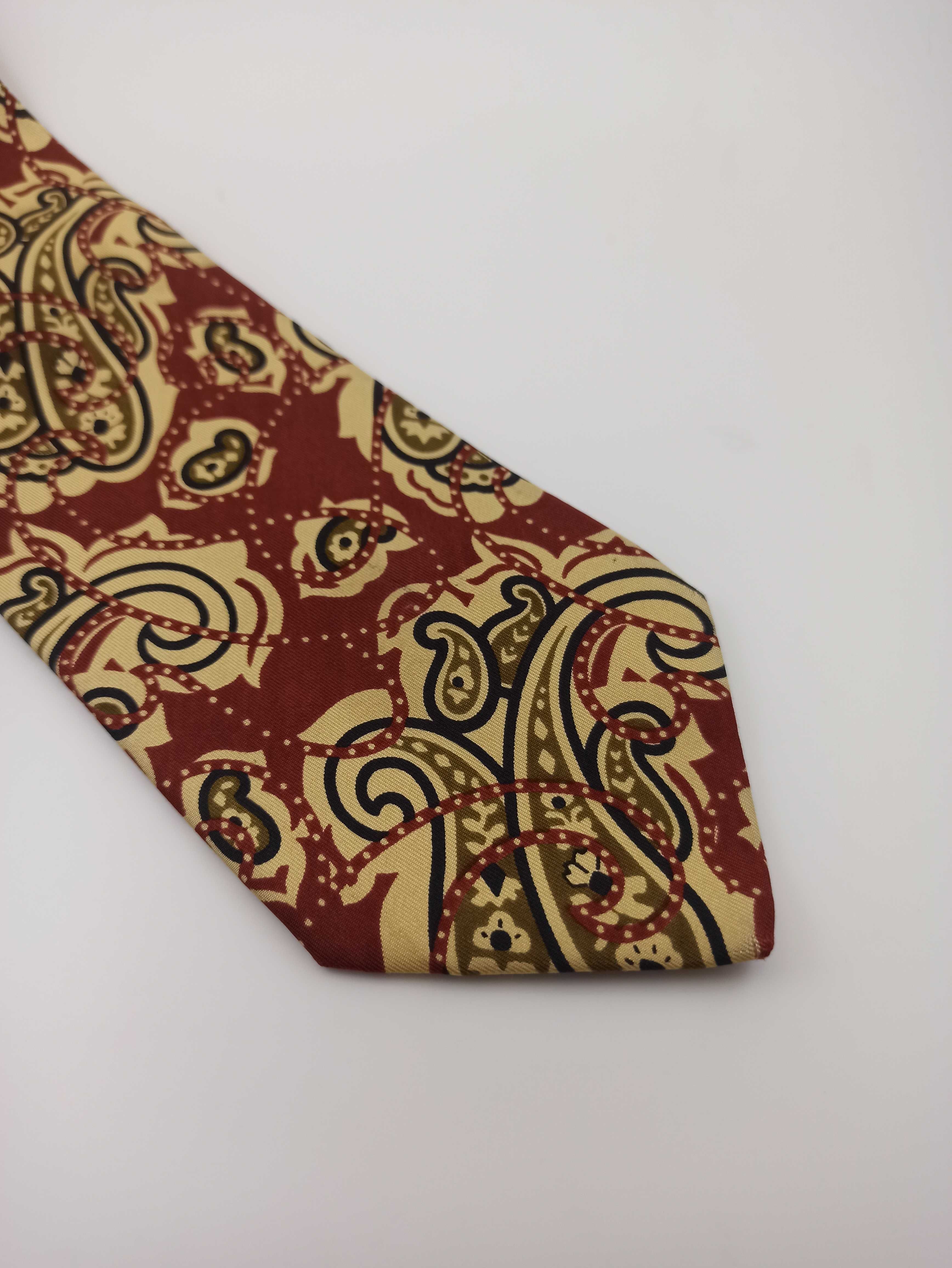 Bolgheri czerwony kremowy jedwabny krawat paisley