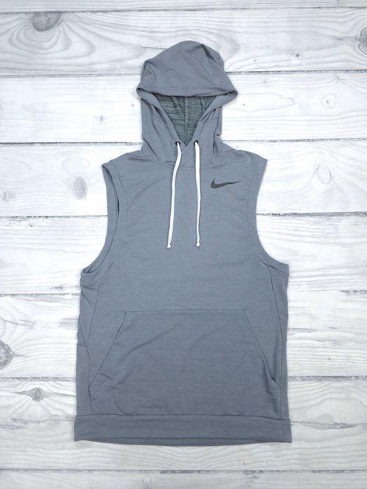 NIKE Dri-Fit Męski Bezrękawnik Kamizelka Szara Kaptur S