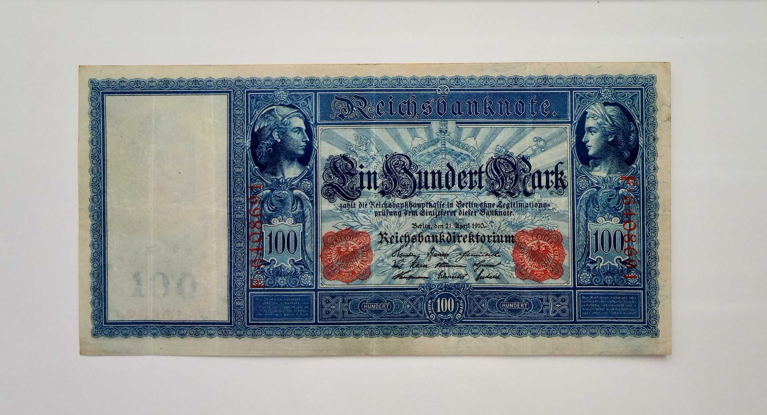 100 марок Reichsbanknote 1910, состояние EF