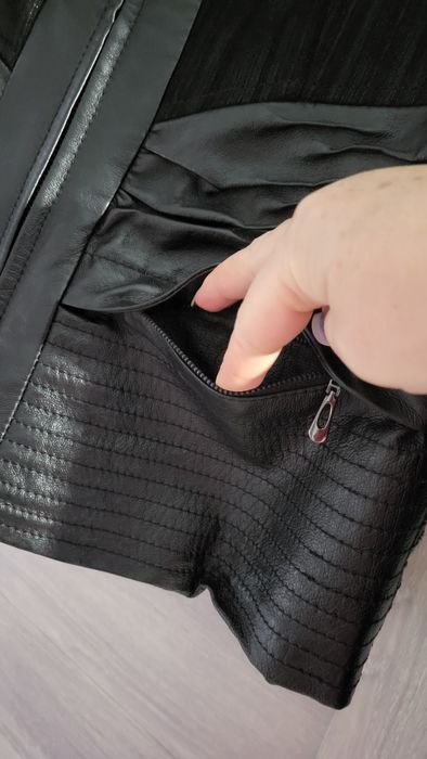 Куртка кожана норка воротник з напиленням