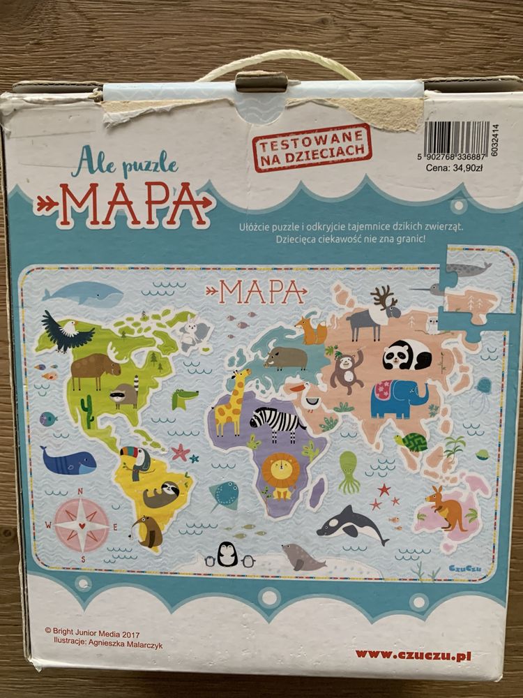 Puzzle czu czu dinozaury i mapa świata