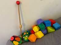 Zabawki dla niemowliaka zestaw: żabka, klocki sensoryczne, pchacz