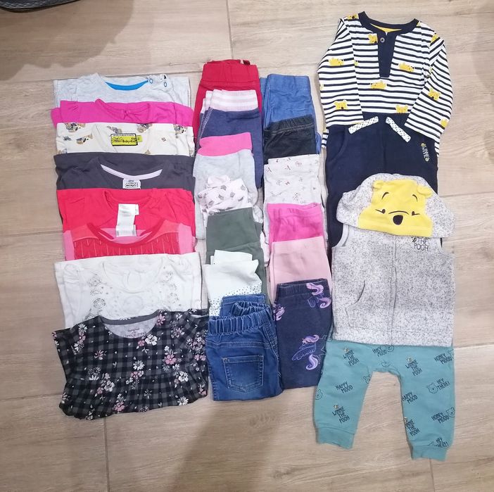 - 70% | Mega paka ok. 150 szt. dziewczynka r. 74+akcesoria |4 pory rok