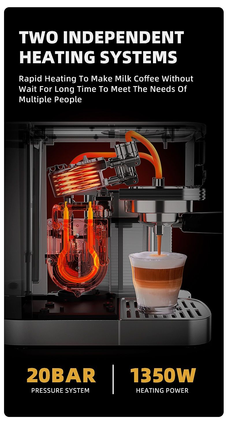 Cafelffe MK801 Полуавтоматическая Кофемашина 1350Вт/20БАР/Кофеварка