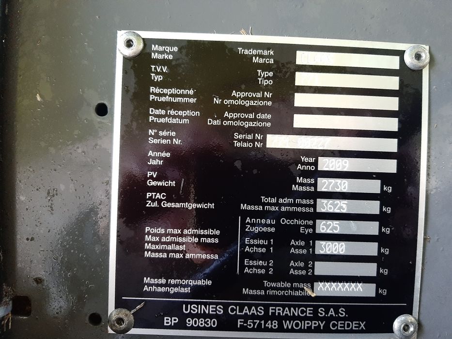 Claas Variant 370 rotor siatka 2x sznurek