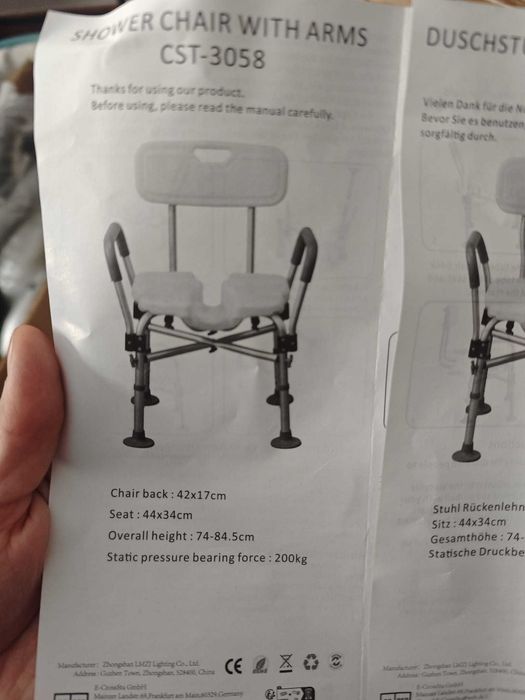 cadeira de duche com braços