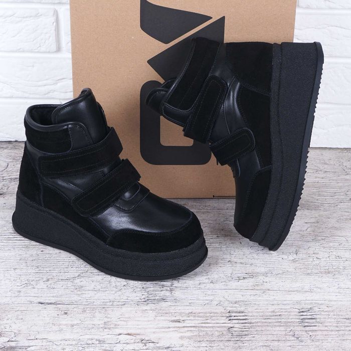 Черевики зимові жіночі натуральні шкіряні на танкетці снікери 36-41