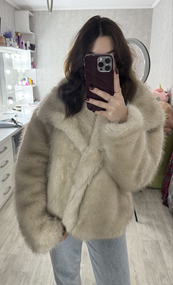 Еко шуба кольору беж