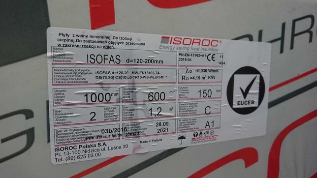 Wełna fasadowa ISOROC ISOFAS 15CM