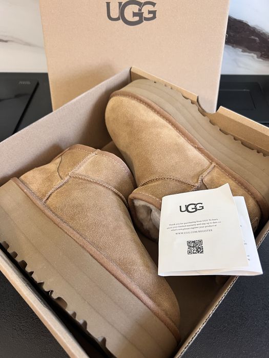 UGG ankle boot platform śniegowce buty brown