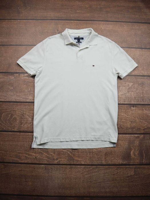 TH Tommy Hilfiger White Polo Shirt Biała koszulka z krótkim rękawem