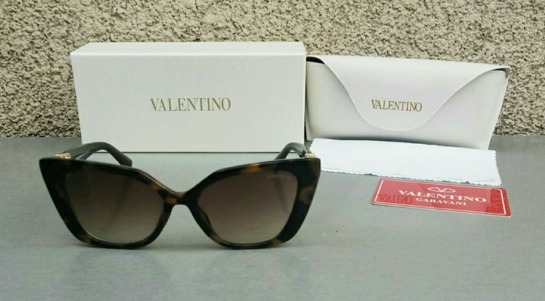 Valentino стильные женские очки коричнево тигровые с градиентом
