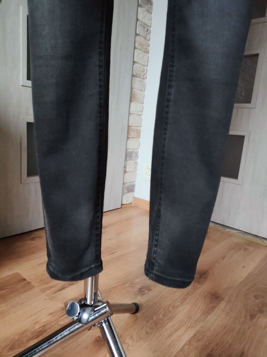 Grafitowe jeansy skinny slim fit leg M L