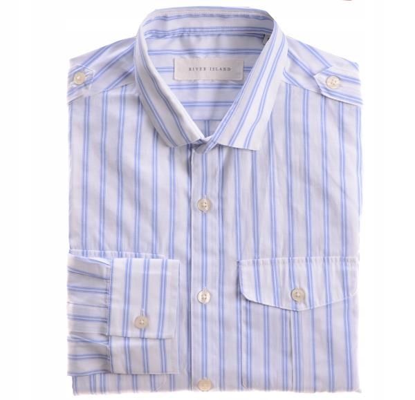 RIVER ISLAND koszula w błękitne prążki S k 37