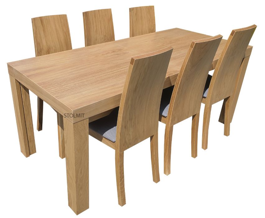 Krzesło lity dąb 6+ stół 8 nóg rozsuwany do dużych wymiarów 320+ wymir